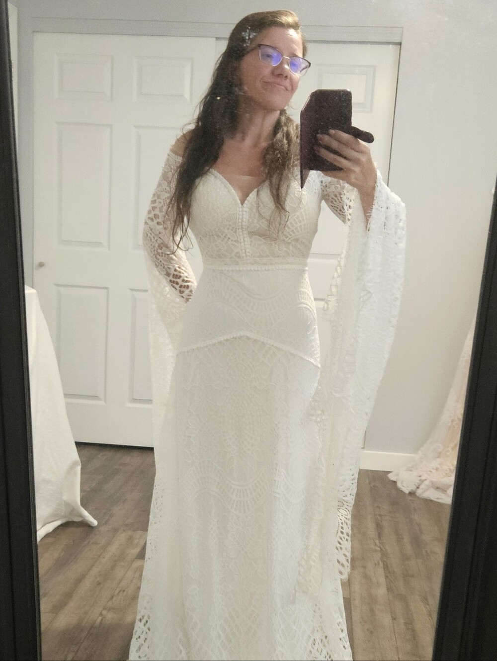 Bohemian Bell Sleeve Wedding Dress - Picture 15 of 16
